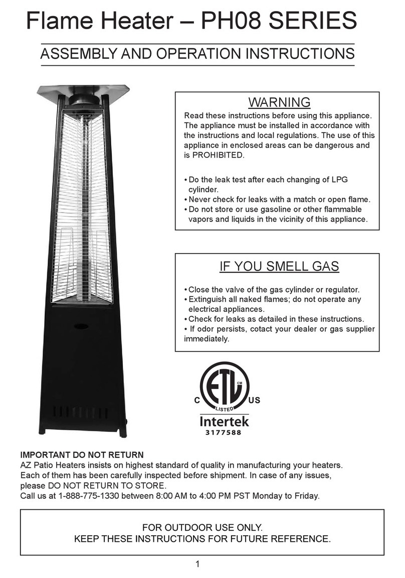 AZ Patio Heaters PH08 Series Assembly and operation instructions AZ Patio Heaters PH08 Series Assembly and operation instructions