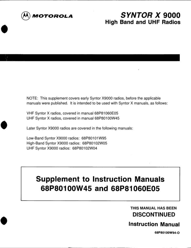 Motorola Syntor X9000 Supplement to instruction manual