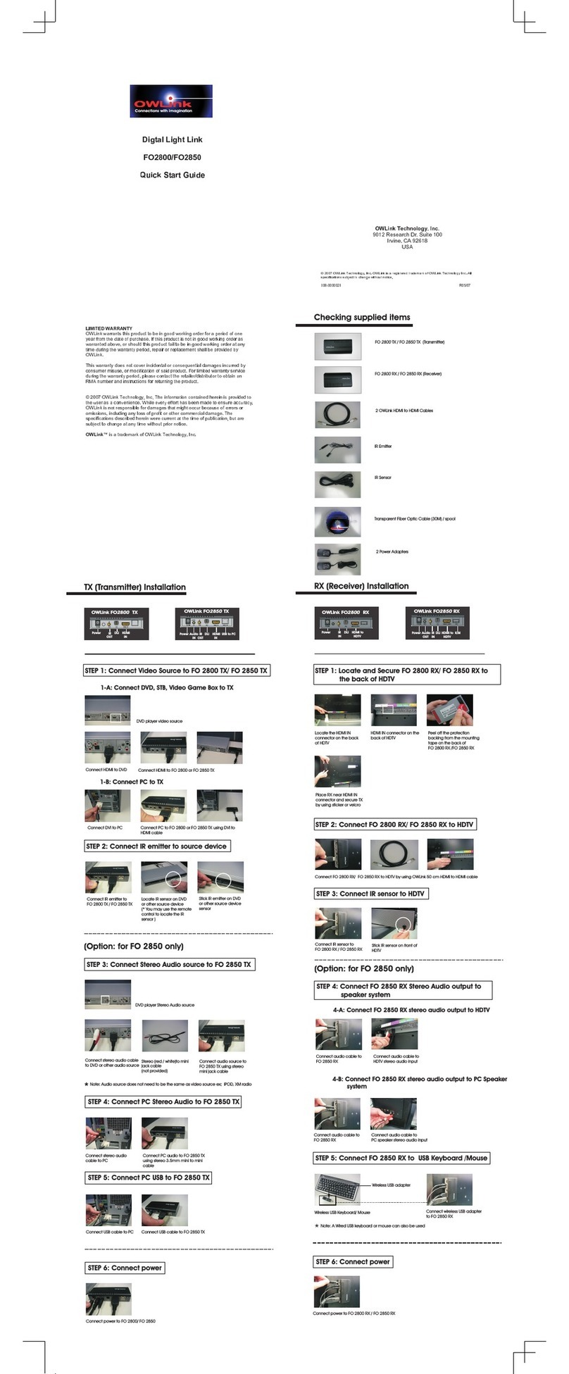 OWLink FO2800 quick start guide