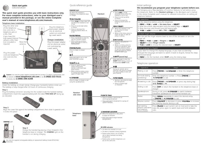 AT&T CL81114 User manual