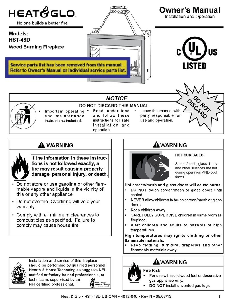 Heat & Glo Wood Burning Fireplace HST-48D User manual Heat & Glo Wood Burning Fireplace HST-48D User manual