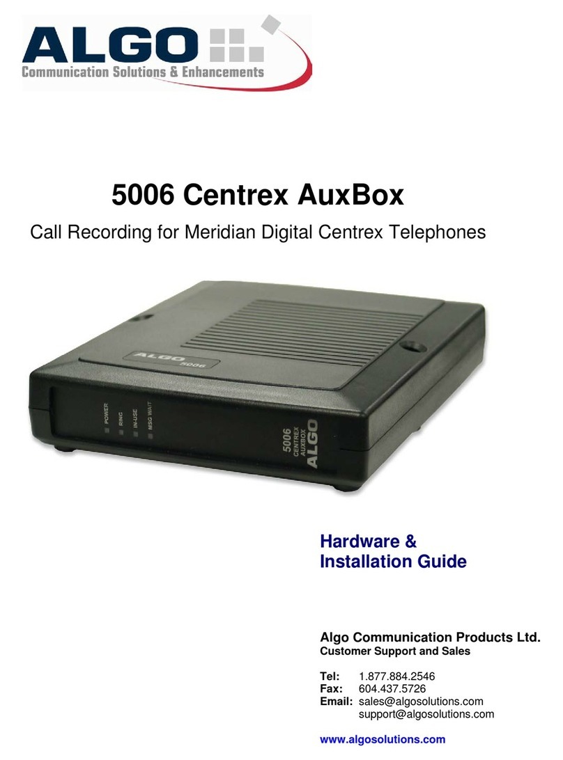 Algo 5006 Centrex AuxBox Manual