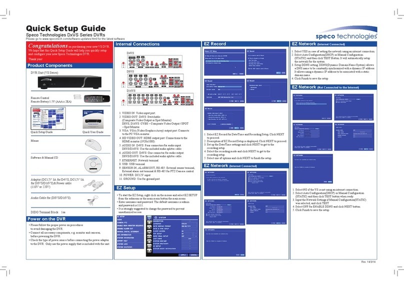 Speco DxVS Series Quick setup guide