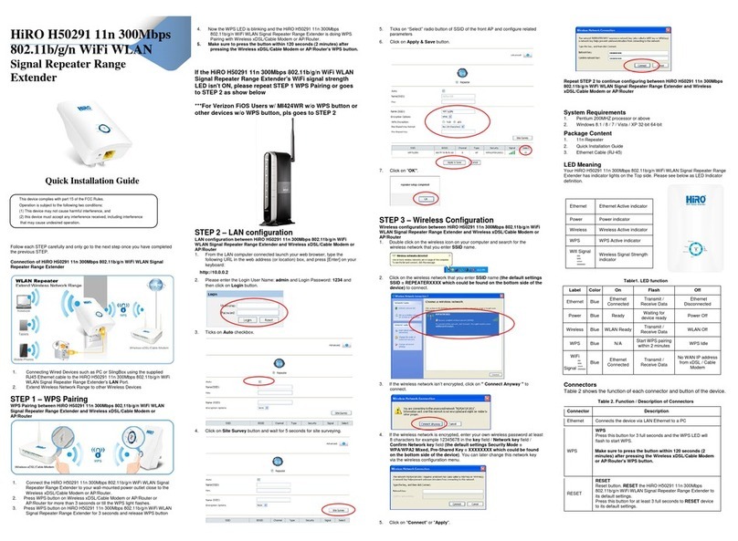 HiRO H50291 Quick installation guide