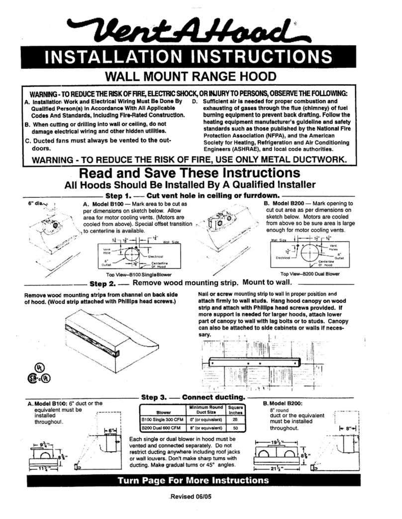 VentAHood B100 installation instructions
