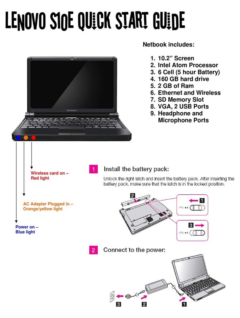 Lenovo S10e - IdeaPad 4187 - Atom 1.6 GHz quick start guide