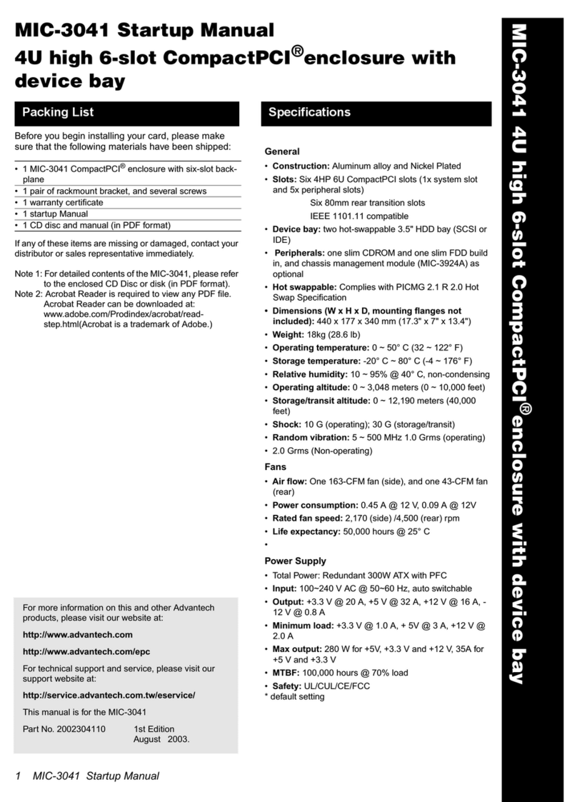 Advantech CompactPCI MIC-3041 Installation and operation manual
