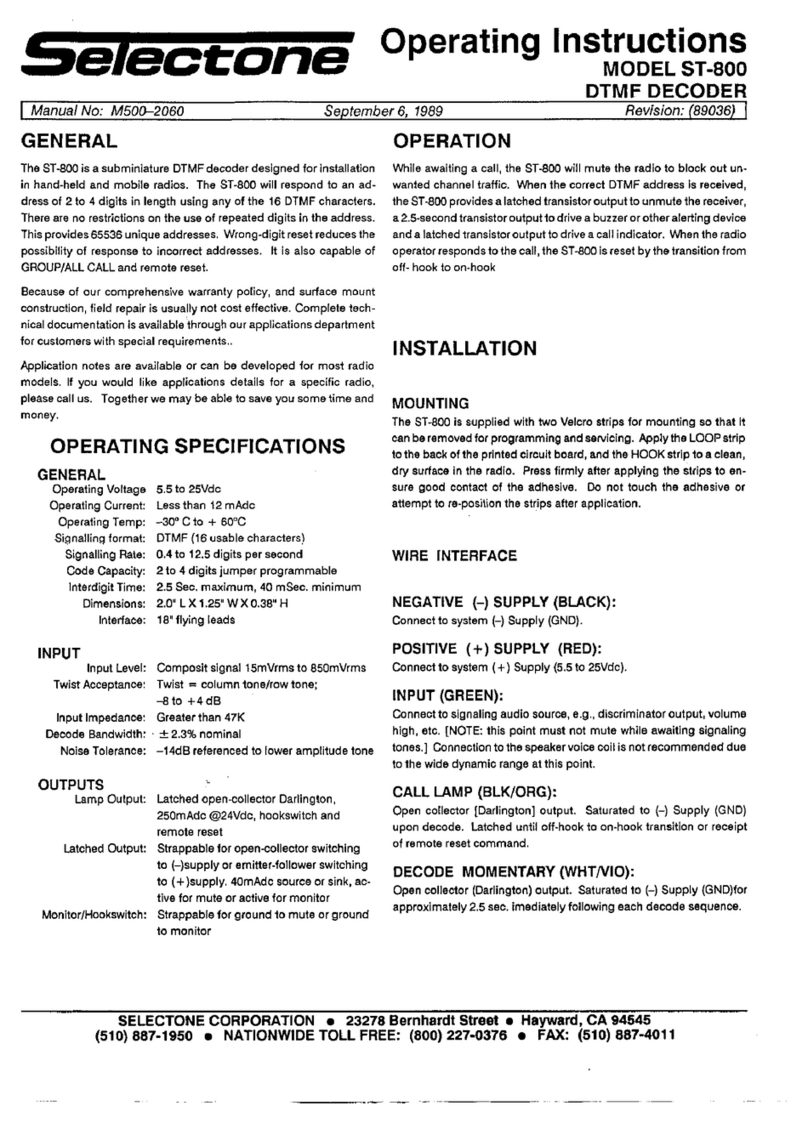 Selectone ST-800 operating instructions