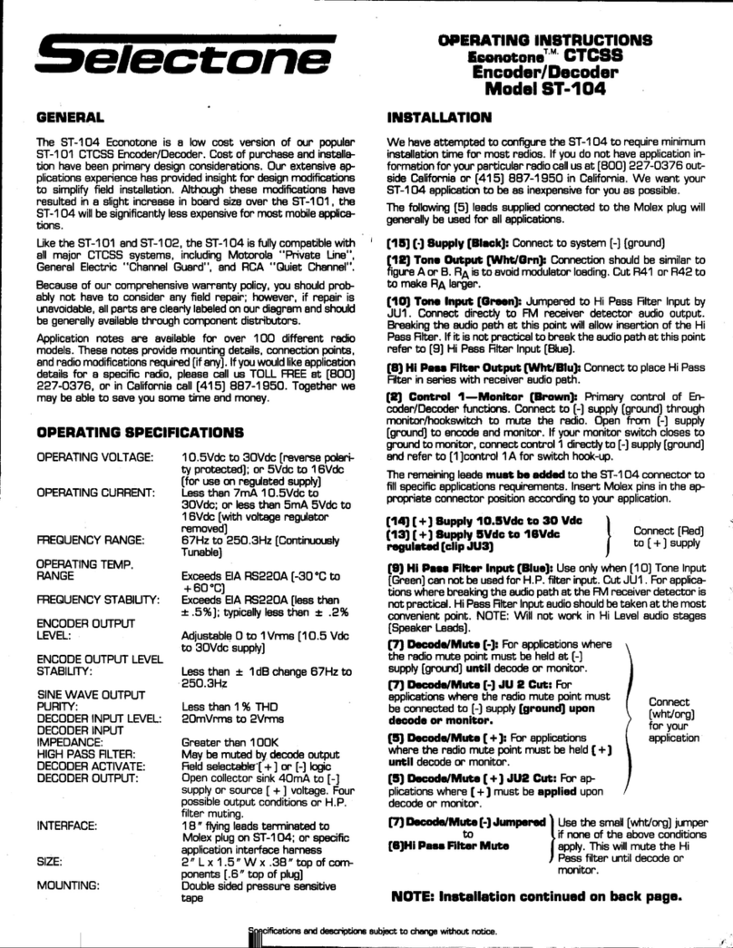Selectone Econotone ST-104 operating instructions