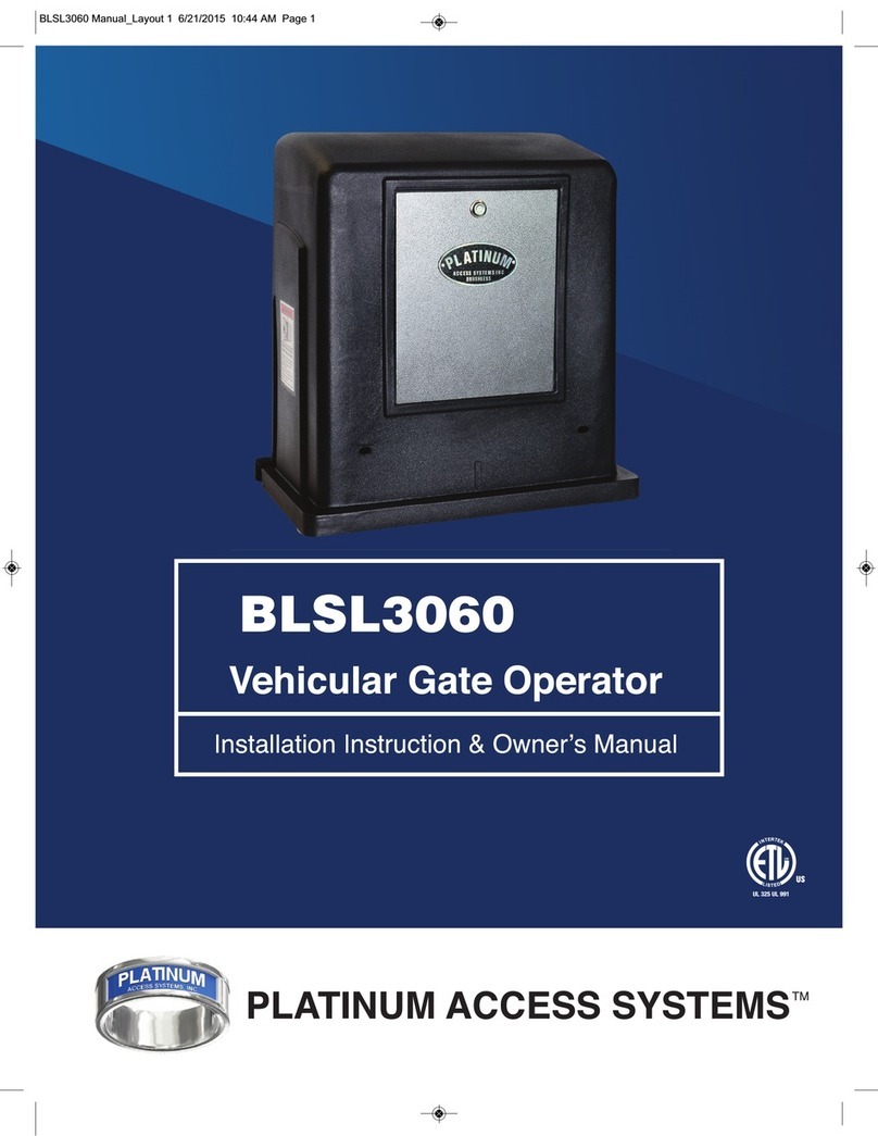 Platinum Access Systems BLSL3060 Installation instructions & owner's guide