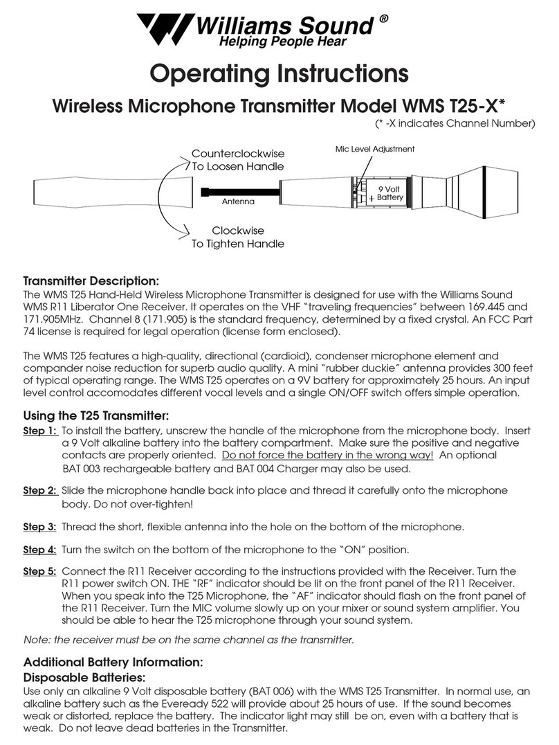Williams Sound WMS T25-X User manual