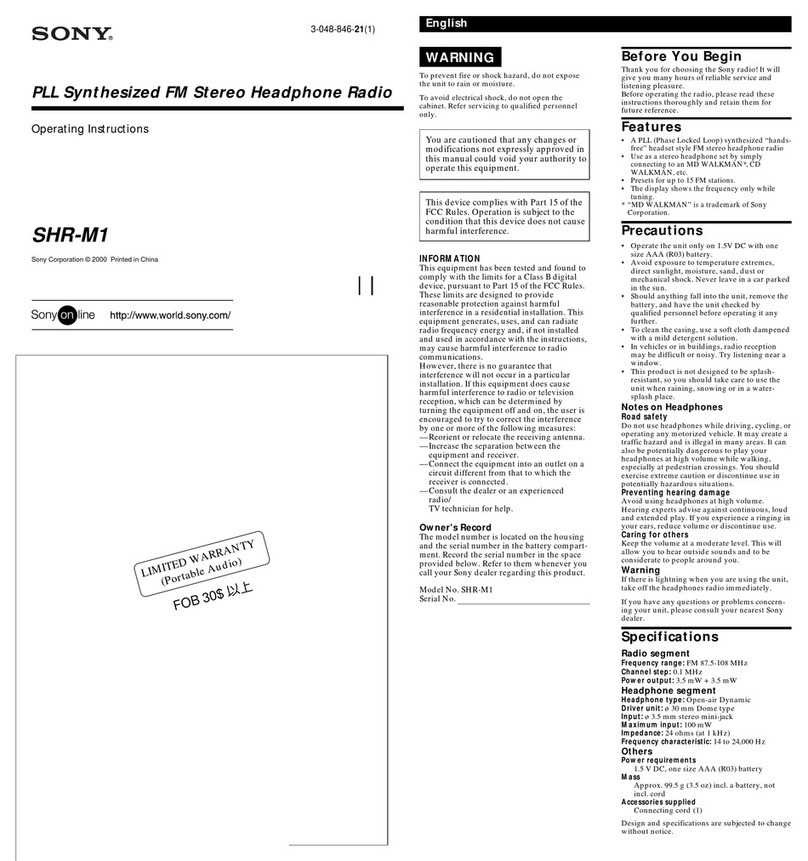 Sony SHR-M1 operating instructions