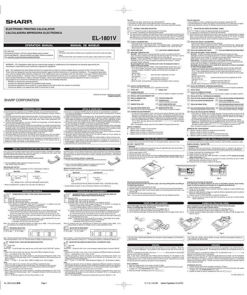 Sharp EL-1801V User manual