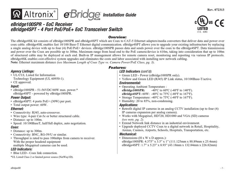 Altronix eBridge100SPR installation guide Altronix eBridge100SPR installation guide
