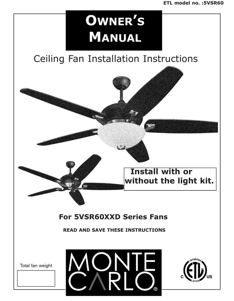 Monte Carlo Fan Company 5VSR60XXD Series owner's manual