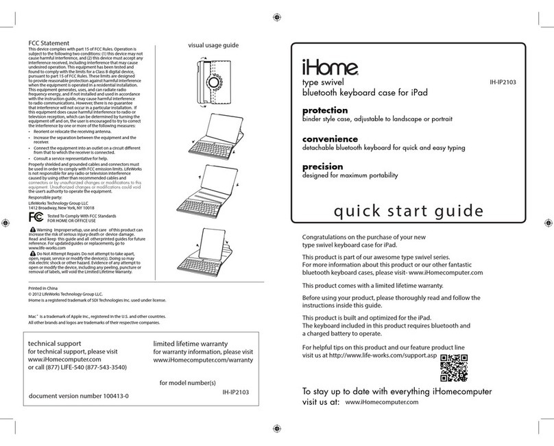 iHome IH-IP2103 quick start guide