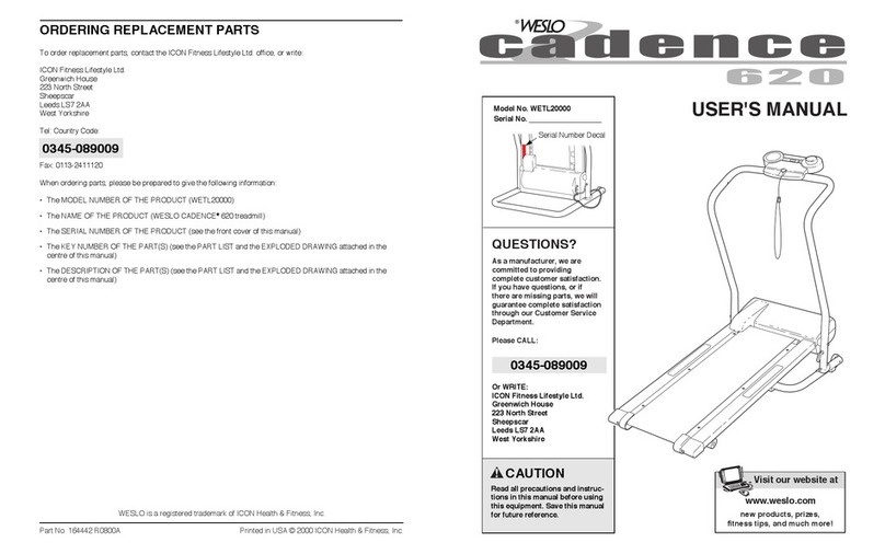 Weslo Cadence 620 WETL20000 User manual