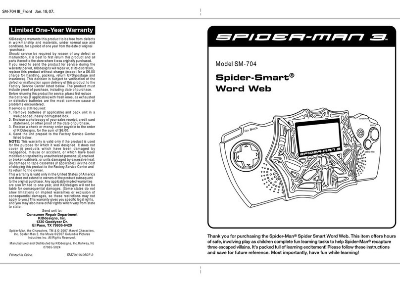 KIDdesigns Spider-Man 3 Spider-Smart World Web SM-704 instructions