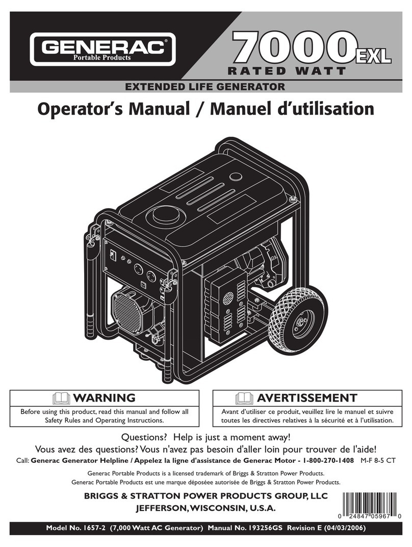 Generac Portable Products 7000EXL Operator's manual