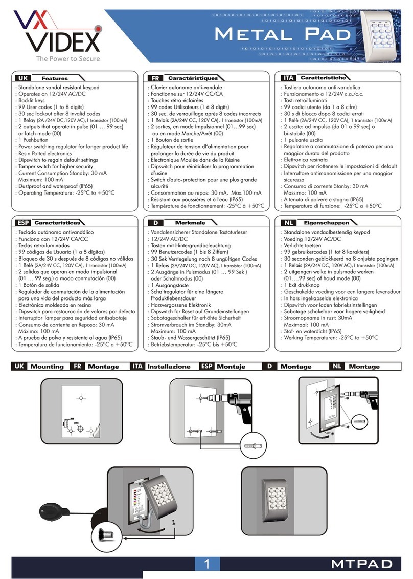 Videx MTPAD User manual