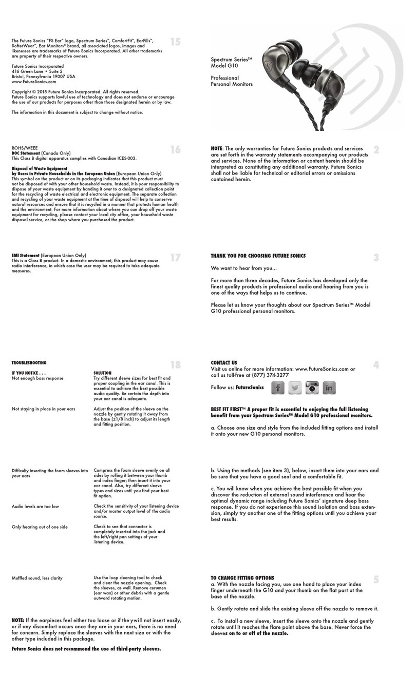 Future Sonics Spectrum Series G10 instruction manual