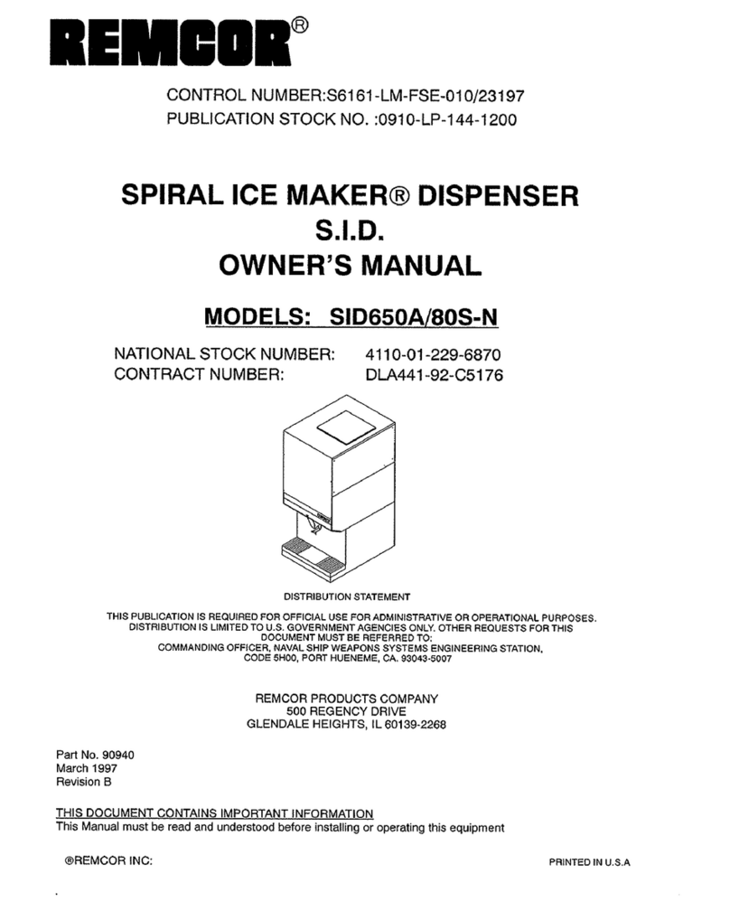 Remcor Spiral Ice Macker SID650A owner's manual Remcor Spiral Ice Macker SID650A owner's manual