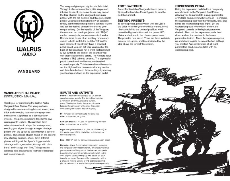 Walrus Audio Vanguard instruction manual