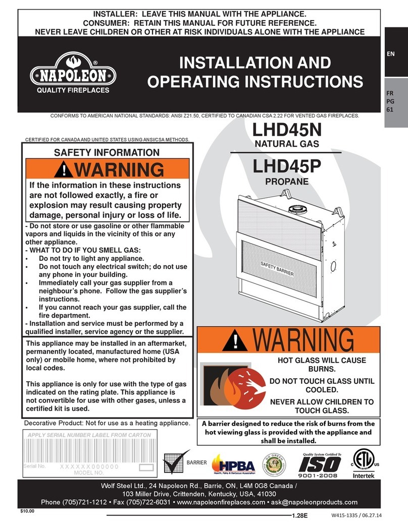 Napoleon LHD45P Installation and operating instructions