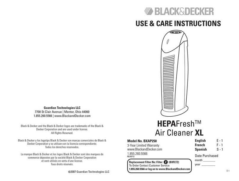 Black & Decker HEPAFresh BXAP250 Quick reference guide