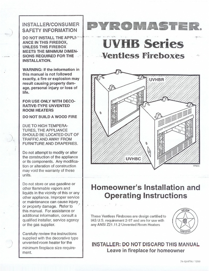 pyromaster UVHBR 33 Homeowner's installation and operating instructions