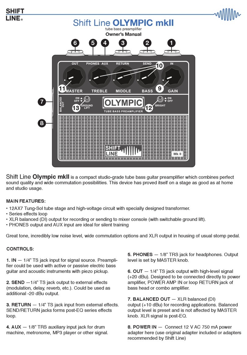 Shift Line OLYMPIC mkII owner's manual