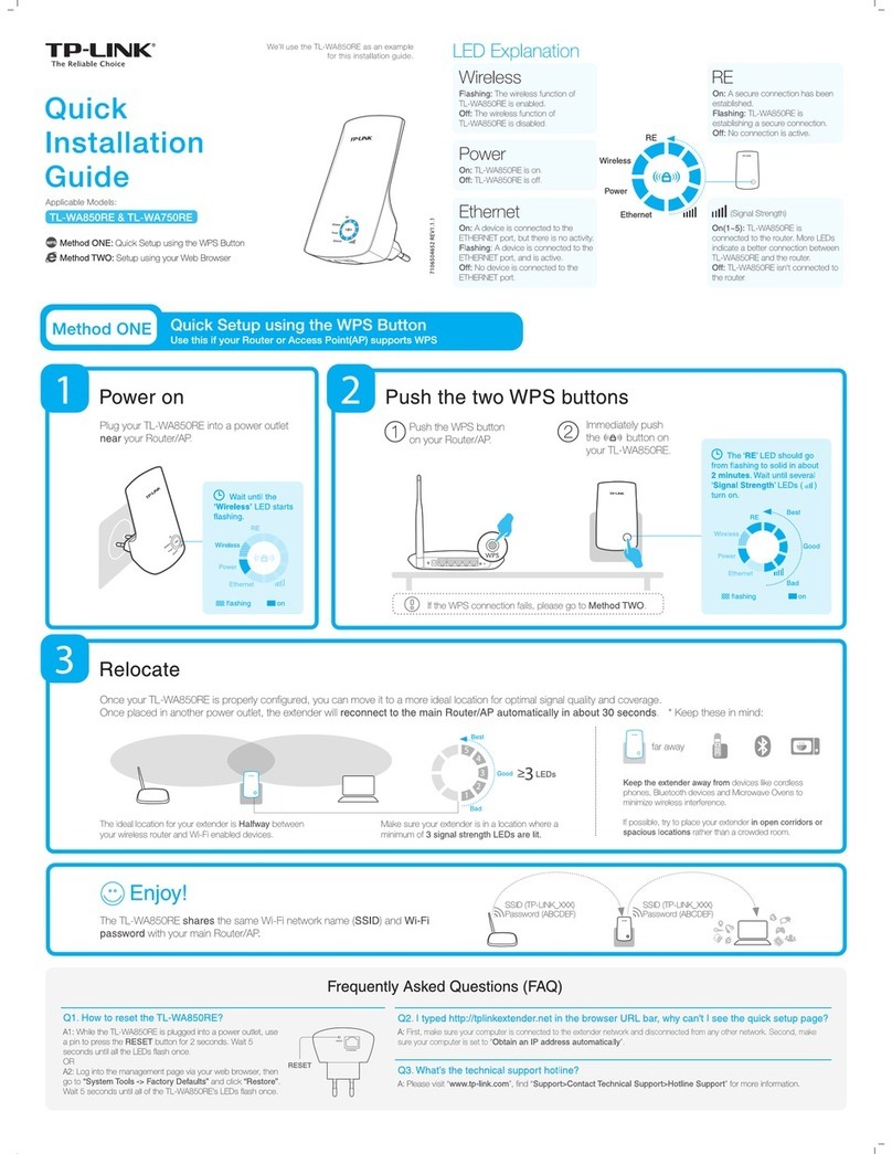 TP-Link TL-WA850RE Quick intallation guide