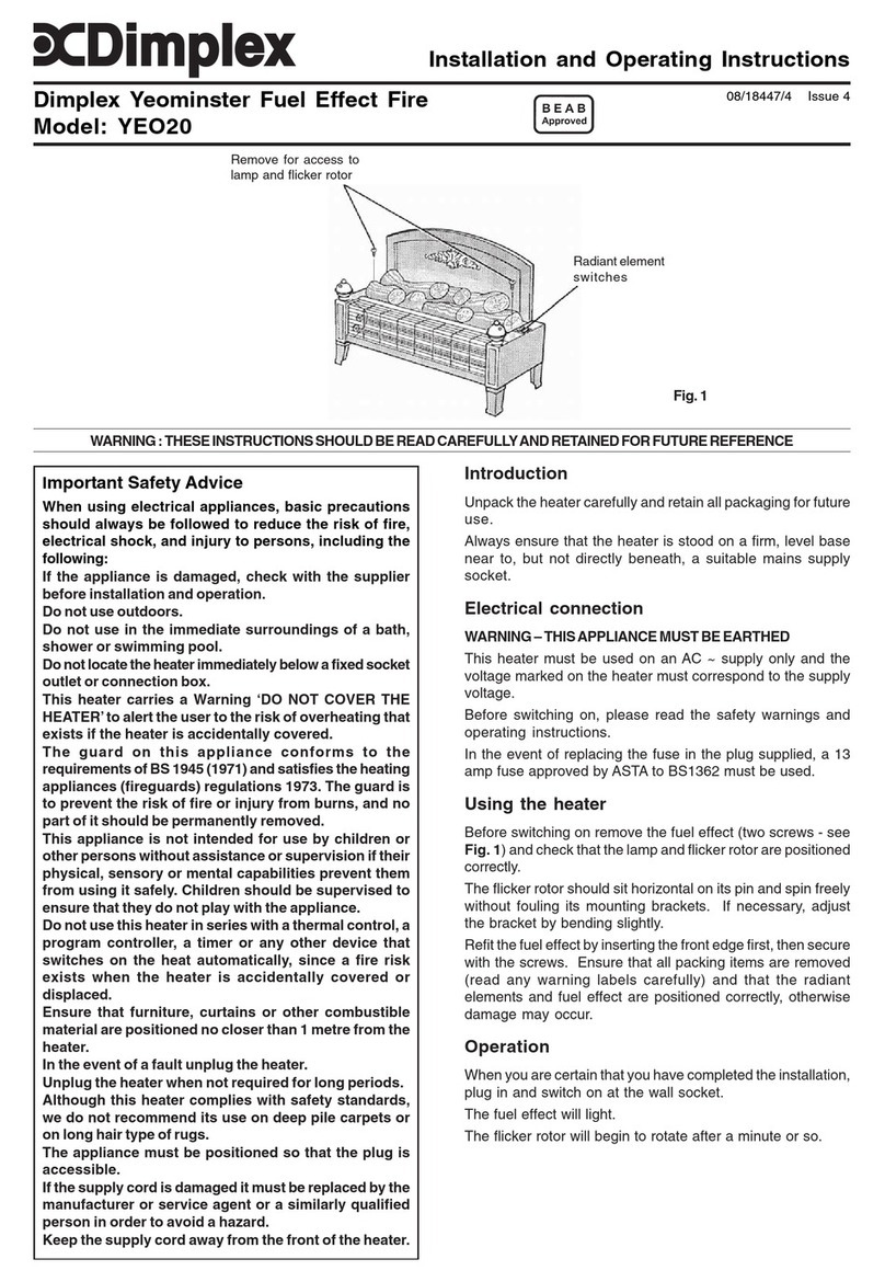 Dimplex YEO20 Installation and operating instructions