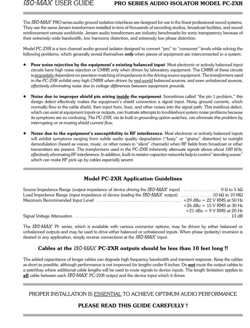 Iso-Max PC-2XR User manual
