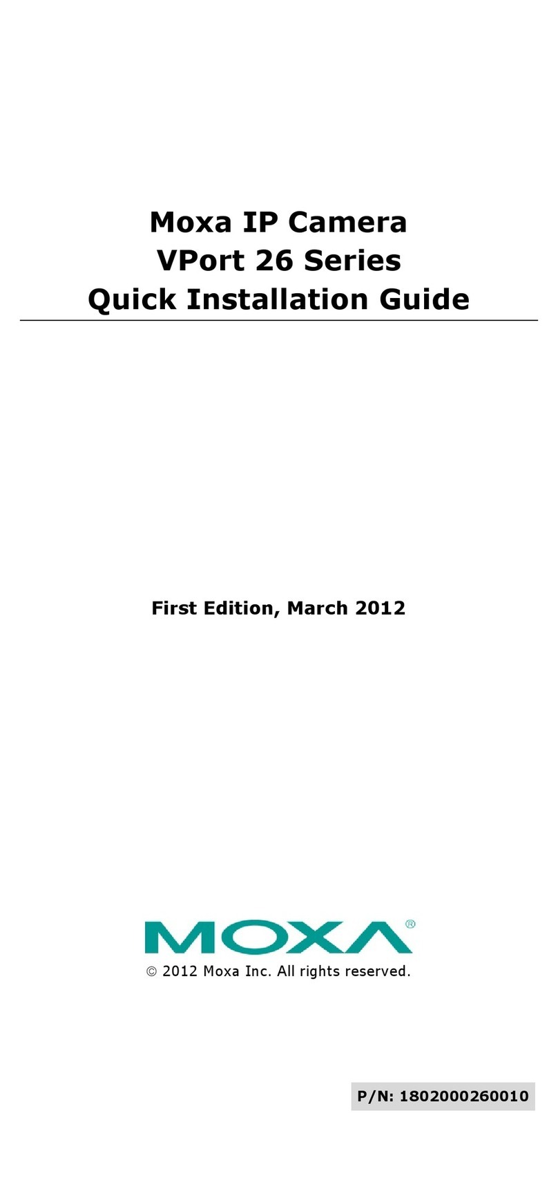 Moxa Technologies VPort 26 Series User manual Moxa Technologies VPort 26 Series User manual