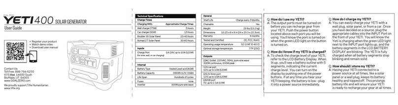 GOAL ZERO Yeti 400 Lithium User manual