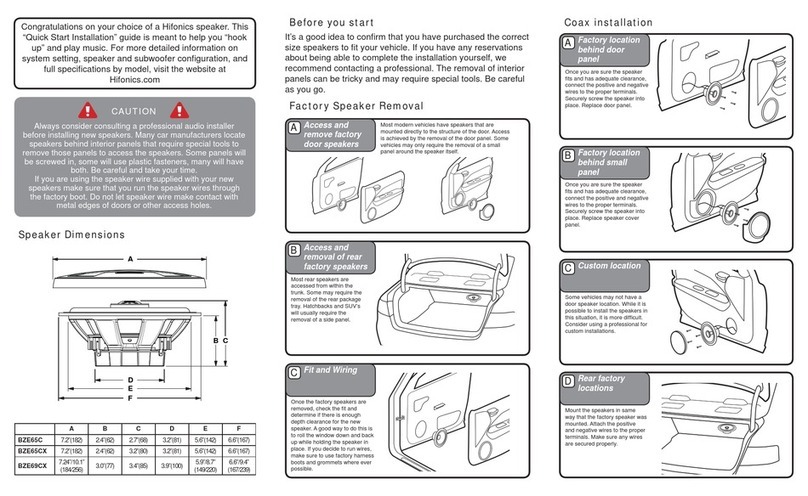 Hifonics BZE65C Quick start installation guide