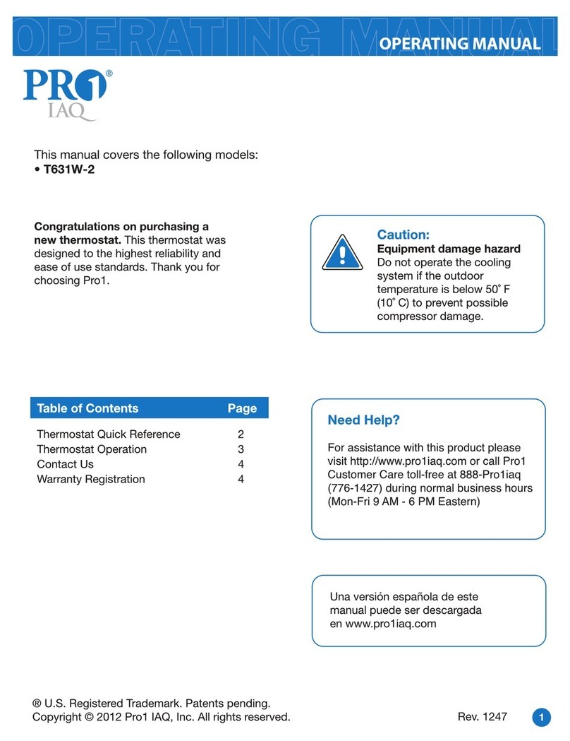 Pro 1 IAQ T631W-2 User manual