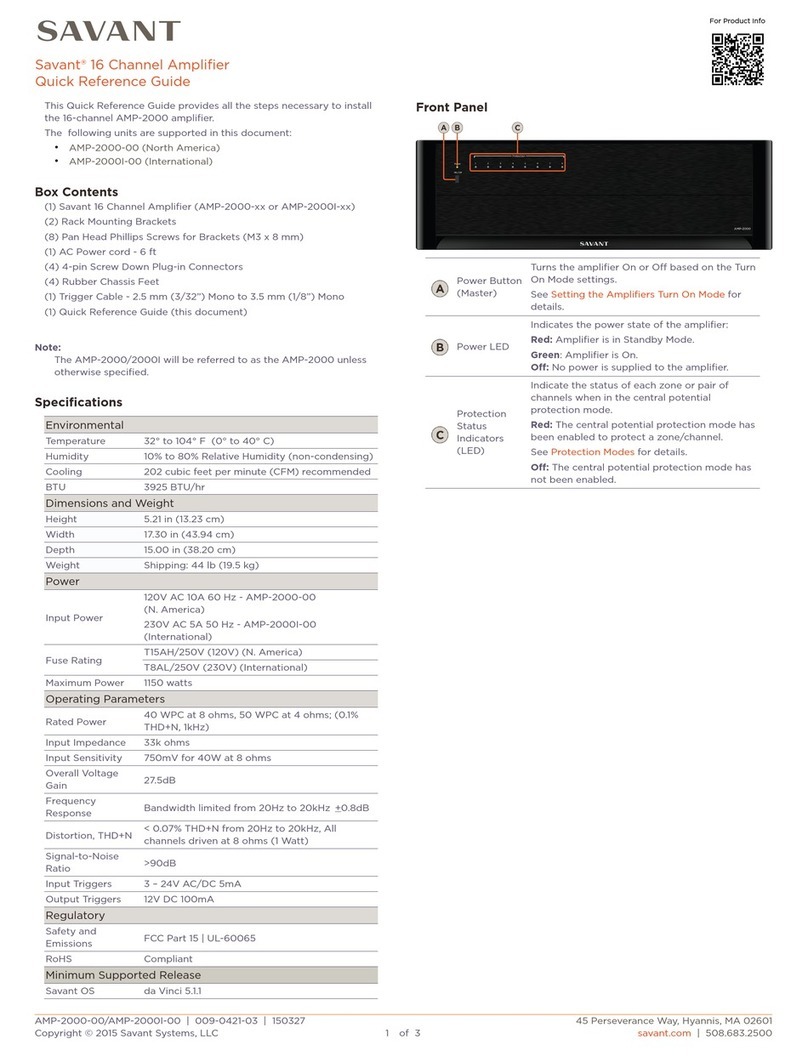 Savant AMP-2000-00 User manual
