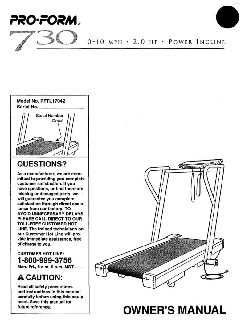 Pro-Form 730 Treadmill owner's manual