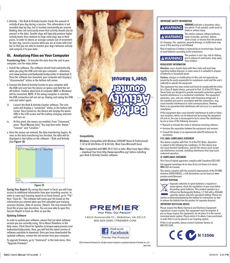 Premier Bark & Actvity Counter user manual