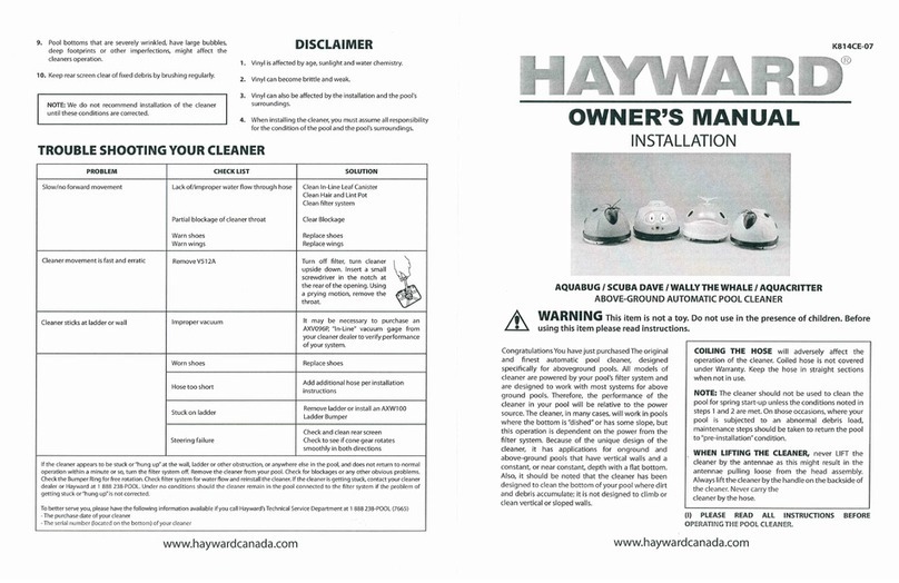Hayward Aquabug owner's manual