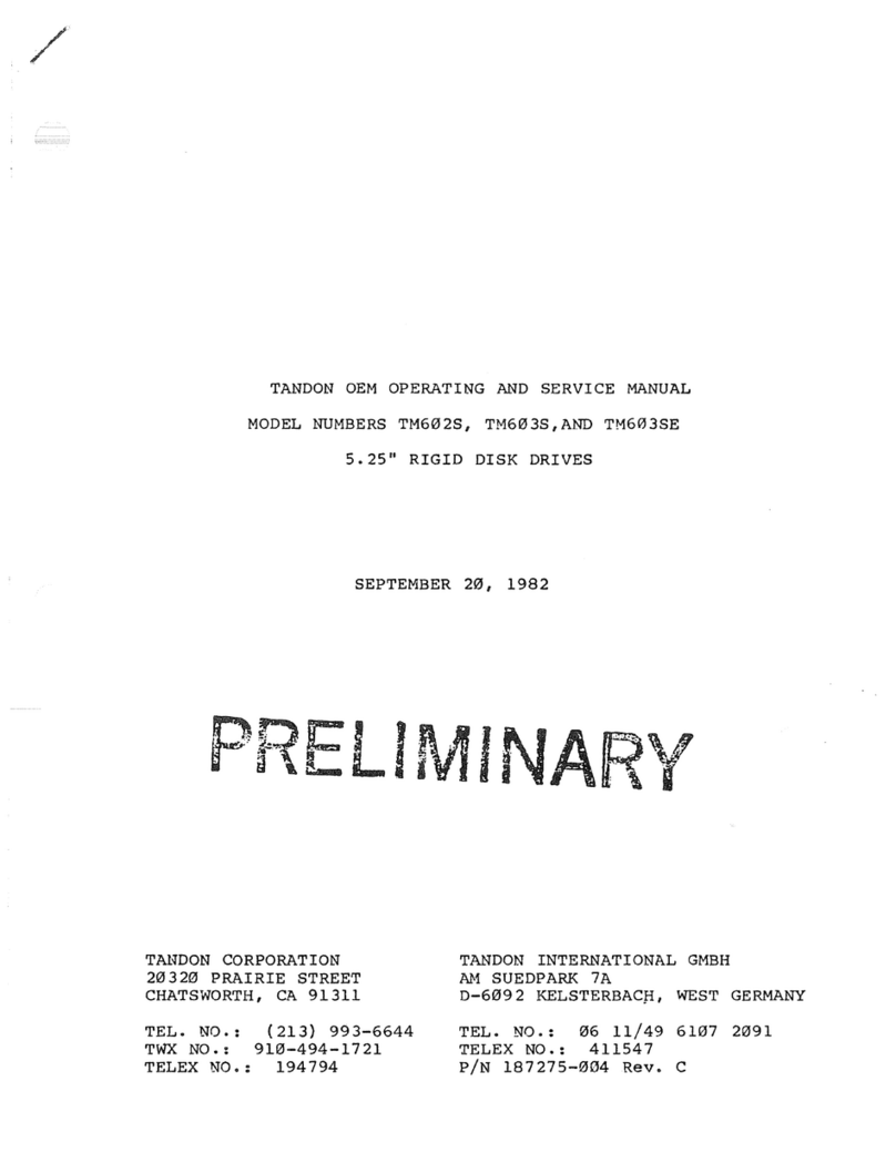 Tandon TM602S Operating and service manual