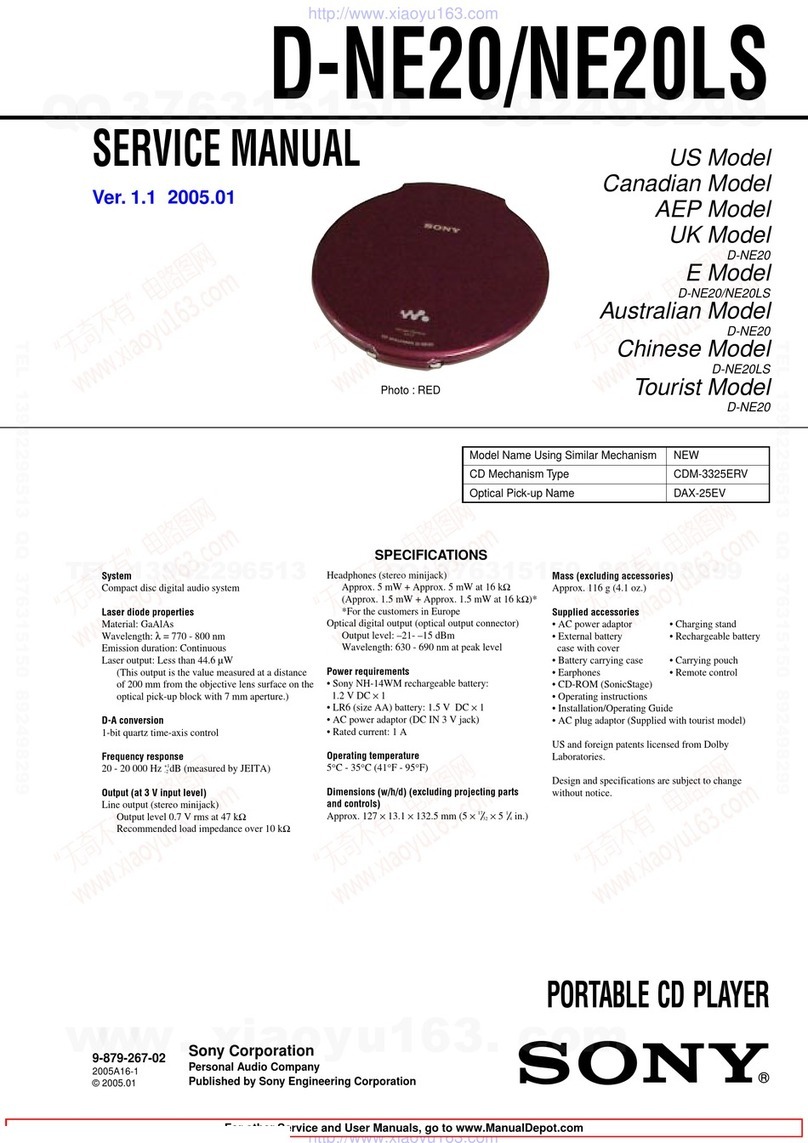 Sony D-NE20 - Atrac Cd Walkman User manual