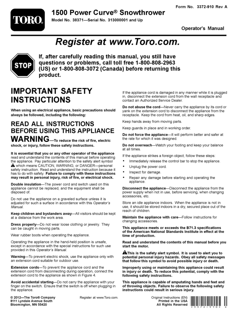 Toro 1500 Power Curve 38371 Operator's manual
