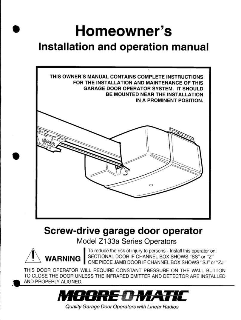 moore o matic Z133a Series Homeowner's installation and operation manual