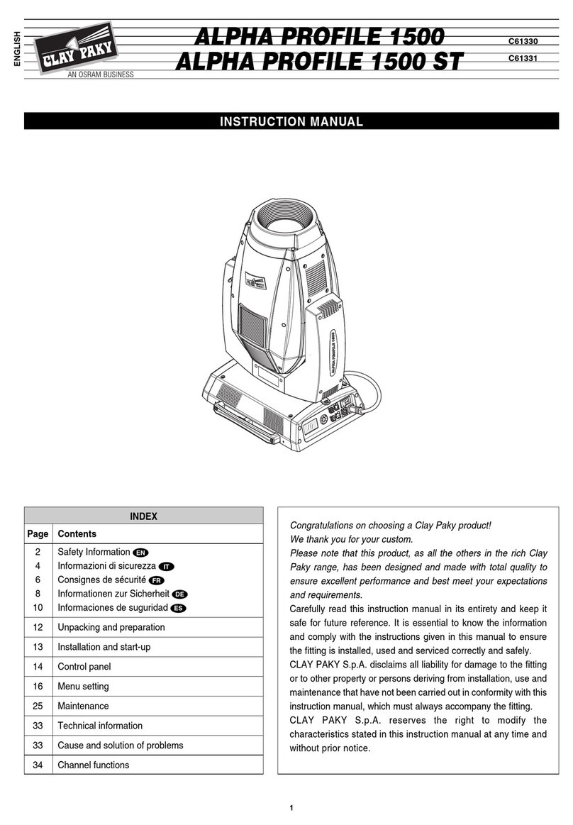 Claypaky ALPHA PROFILE 1500 User manual