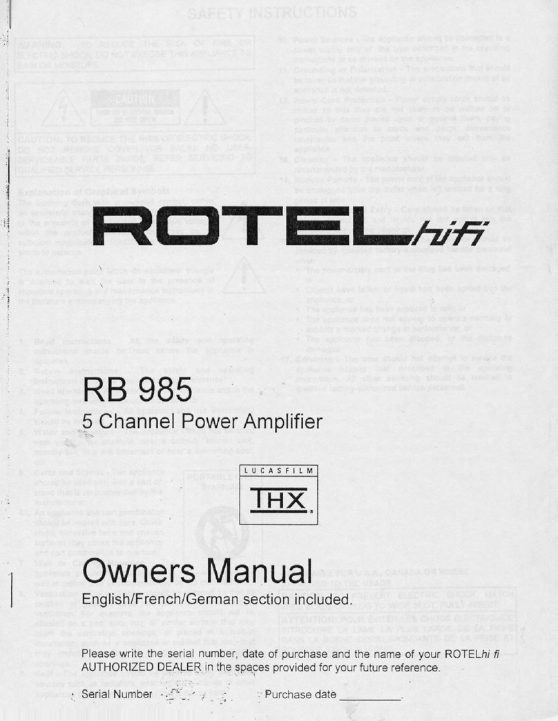Rotel RB-985 MKII User manual Rotel RB-985 MKII User manual