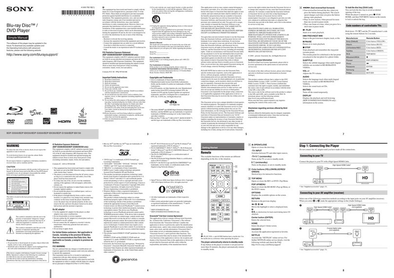 Sony BDP-S5500 Specification sheet