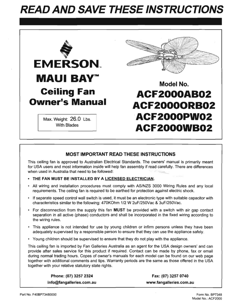 Emerson Maui Bay ACF2000AB02 owner's manual Emerson Maui Bay ACF2000AB02 owner's manual